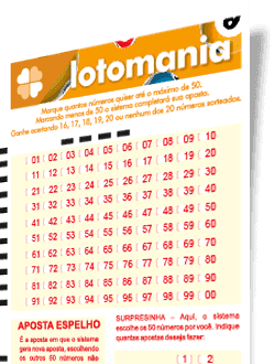 Bilhete da Lotomania.